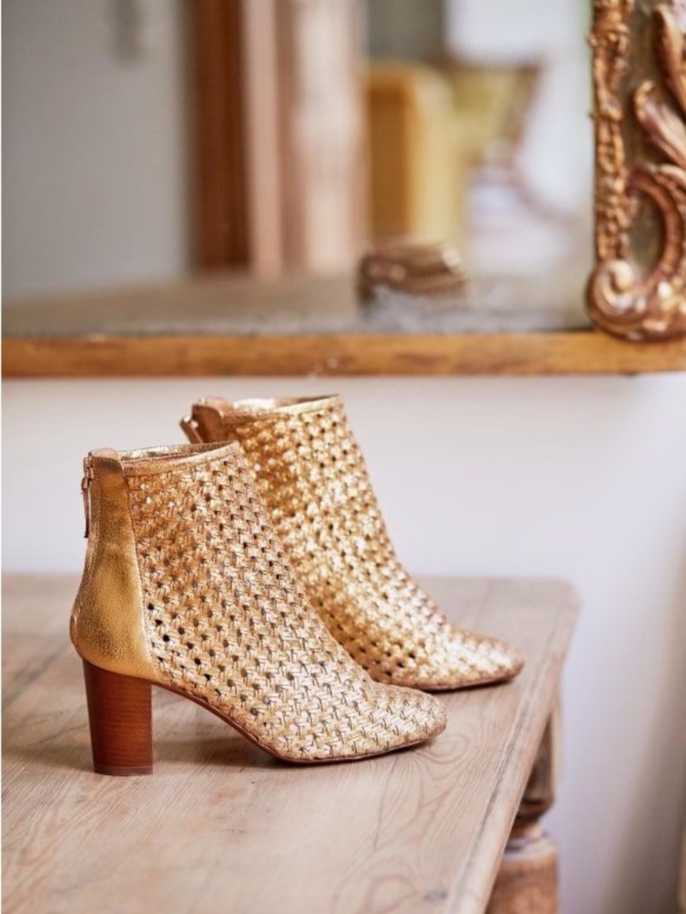 Sezane Alba Boots Doré Tressé - Size 37